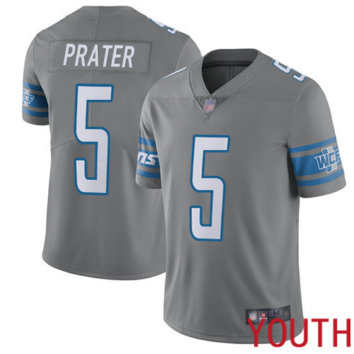 Detroit Lions Limited Steel Youth Matt Prater Jersey NFL Football #5 Rush Vapor Untouchable